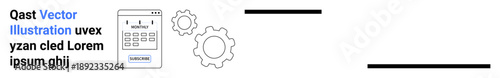Technology, user interface, app design, workflow, automation, process management. ion of gears and an application screen. Technology and user interface in focus