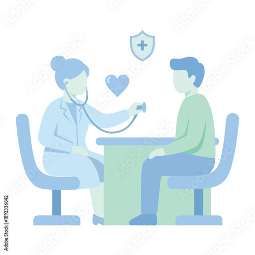 Healthcare Medical Consultation with Doctor and Patient Flat Illustration