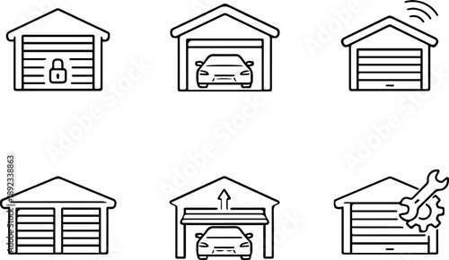 Garage and Car Storage Icons Vector