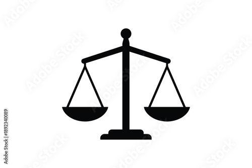 Scales of justice balance black and white silhouette icon on isolated background simple vector