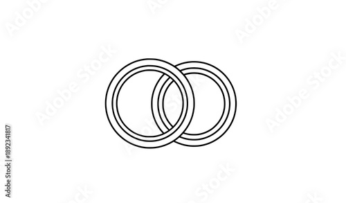 Minimal interlocking wedding ring outline vector for marriage and engagement design