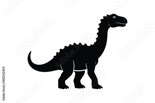 Brachiosaurus dinosaur silhouette prehistoric animal icon isolated on white background style