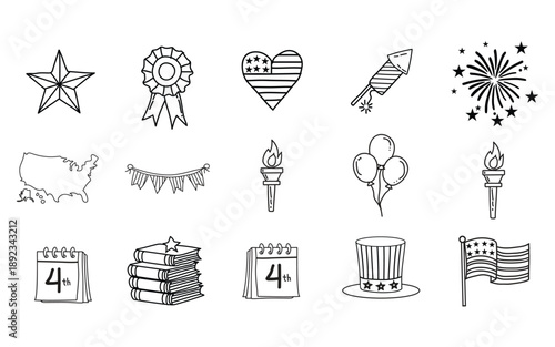 Collection of patriotic and educational icons