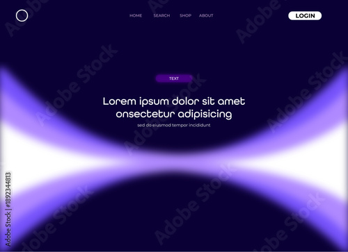 Modern Purple Neon Landing Page UI Template, digital interface design showcases minimalist elegance, seamlessly blending functionality with artistic flair for modern websites and applications.