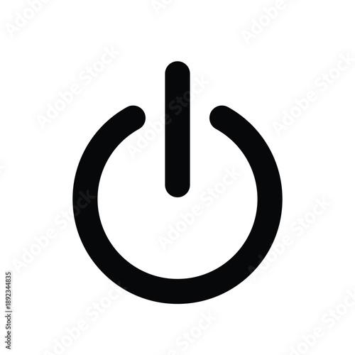 Power Off Button Icon Vector — Shutdown Symbol, Energy Control and Device Turn Off Sign