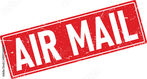 Red Distressed Air Mail Stamp International Correspondence, Delivery Service, and Vintage Postal History Theme