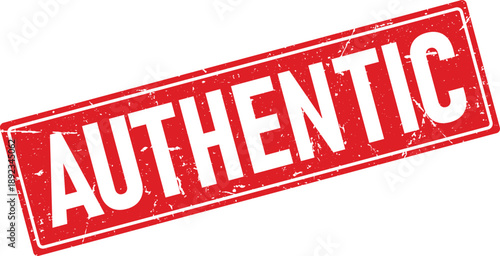 Red Authentic Grunge Stamp on a White Background, Angled Display Design