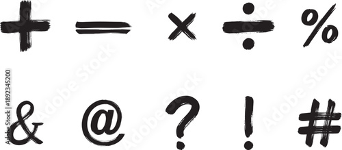 calligraphic acrylic, brush or ink symbols and signs set,grunge lettering on a black background