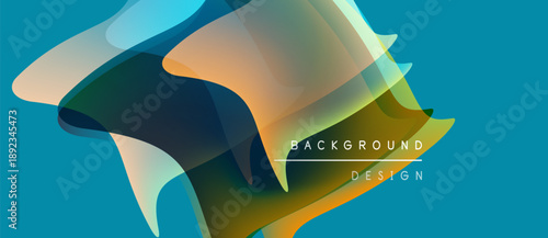 Abstract flowing shapes, vibrant colors, dynamic composition. Modern design elements create visually appealing background.