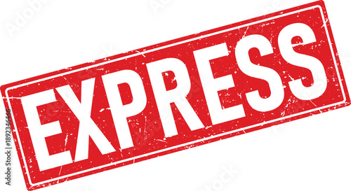 Red Grunge Style Rubber Stamp with the Word EXPRESS in White Letters