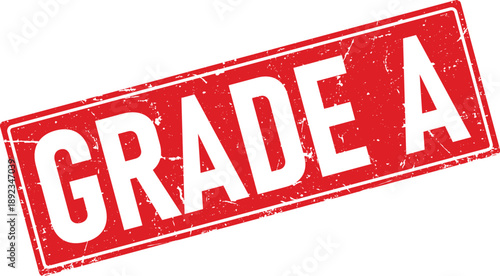 Red Rectangular Stamp Featuring the White Text Grade A, Distressed Style on White