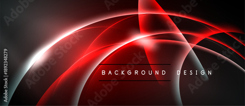 Abstract red lines over dark background. Smooth curves create dynamic visual effect. Modern design element for digital projects.