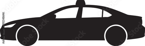 Taxi Car Silhouette Side View Urban Transportation Service Black Vector