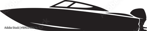Speed Boat Silhouette Side View Marine Transportation Black Vector