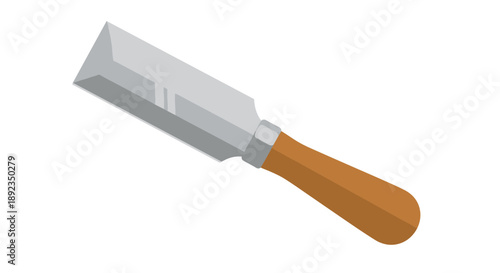 Traditional Woodworking Chisel with a Sharp Polished Steel Blade and Ergonomic Brown Wooden Handle for Detailed Carpentry and Wood Carving Craftsmanship.