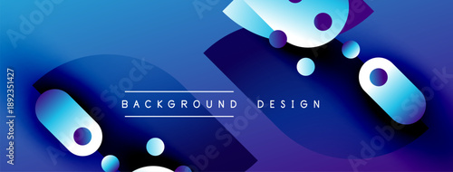 Abstract blue background. Shapes overlap, creating dynamic visual effect. Modern design suitable for banners, websites.