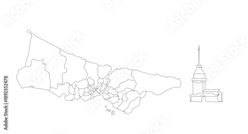 istanbul map one line drawing .eps
