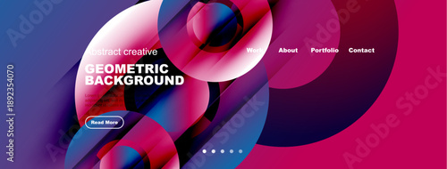 Vibrant abstract design. Fluid shapes, gradients, text overlay. Modern website header or banner illustration. Dynamic composition, pinks, blues.
