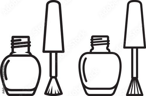 Silhouette of nail polish bottles isolated on white