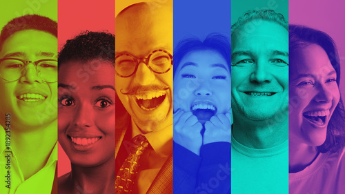 Bild auf Leinwand Colorful collage of diverse people faces representing inclusiveness