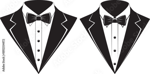 Silhouette of tuxedo suit with bow tie illustration