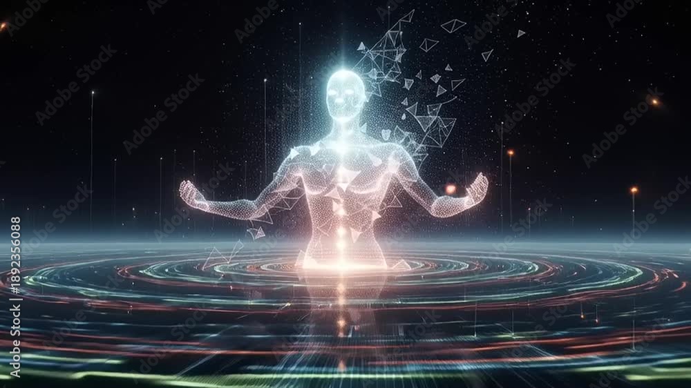 Meditating Human Energy Field Visualization. Stock Video | Adobe Stock
