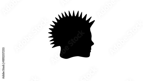 Punk Guy symbol, black isolated silhouette