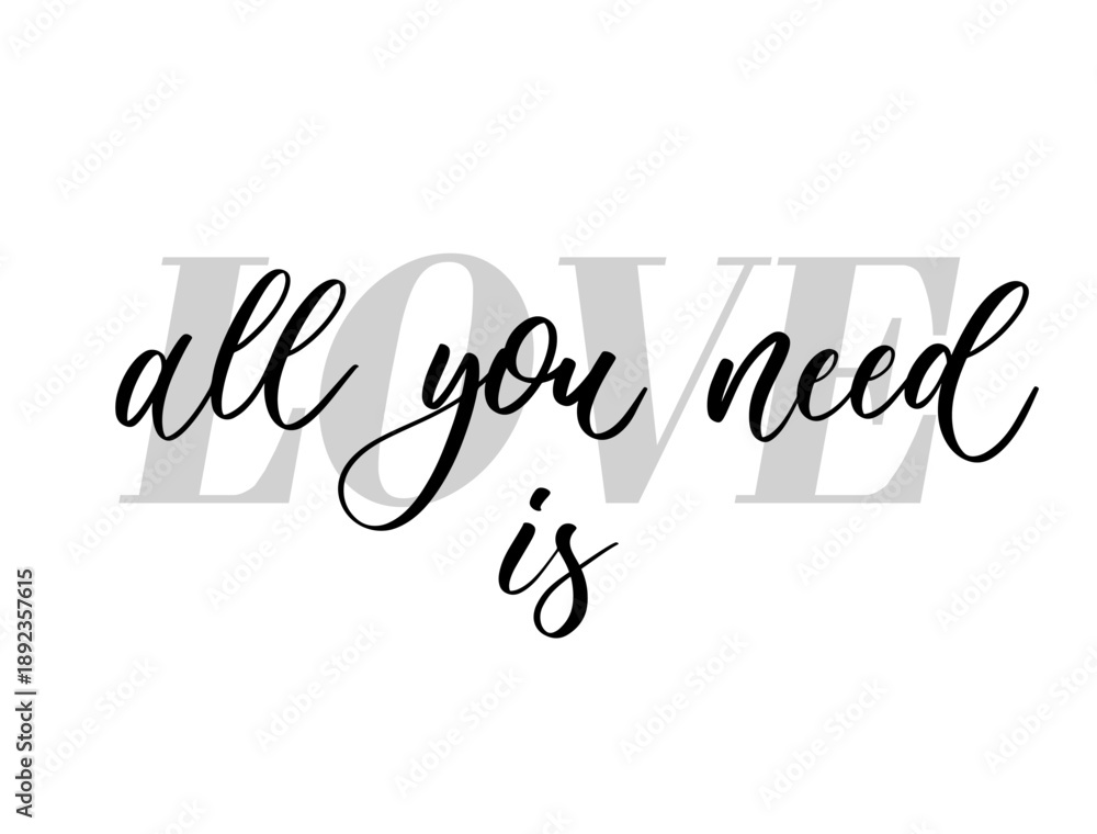 Fototapeta premium All You Need Is Love Decorative Typography Illustration
