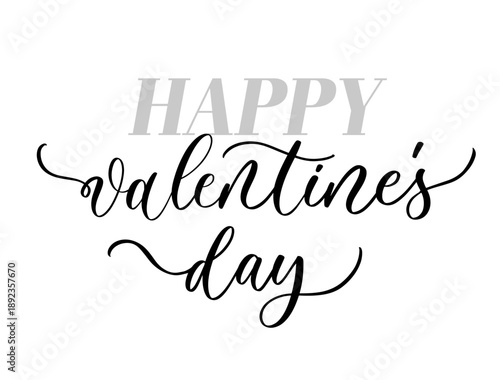 Happy Valentine's Day Decorative Cursive Typography with Hearts Illustration