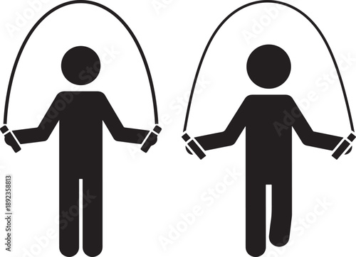 Silhouette of two people jumping rope exercising