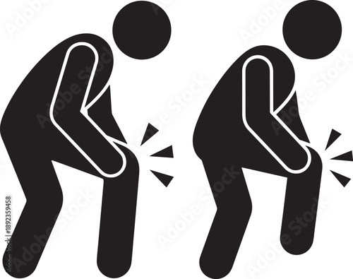 Silhouette of man with knee pain illustration