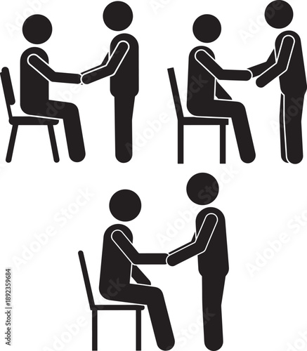 Silhouette of people sitting having conversation talk