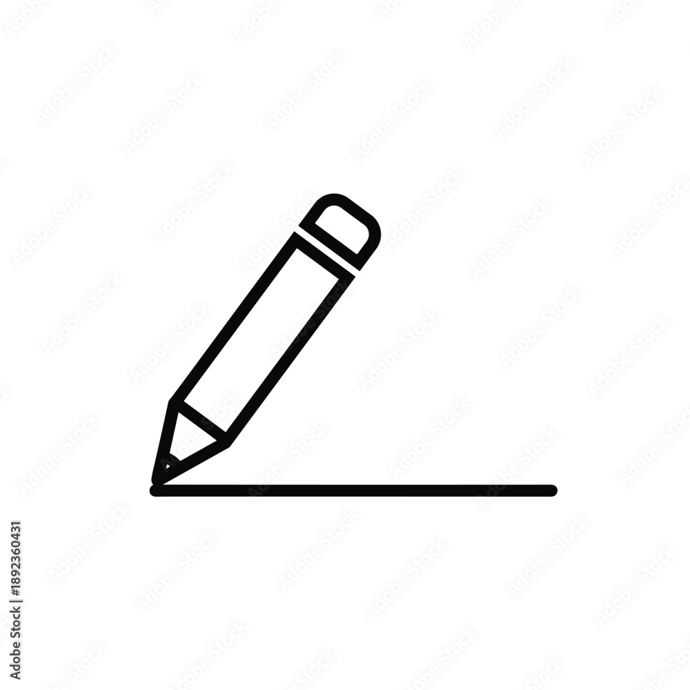 Fototapeta premium Black pencil icon drawing line on white background vector