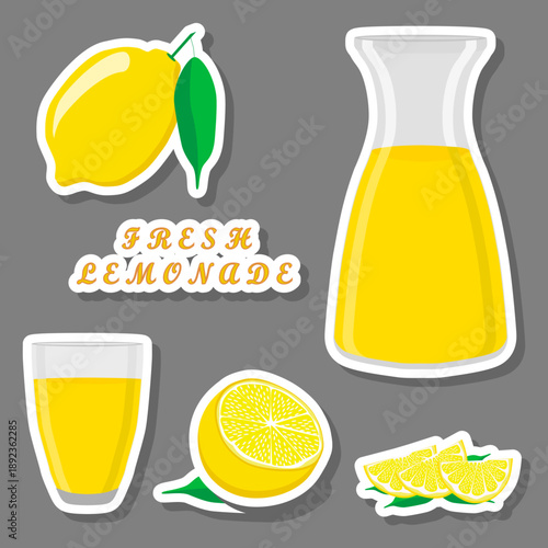 Tasty lemon lemonade in glass pitcher