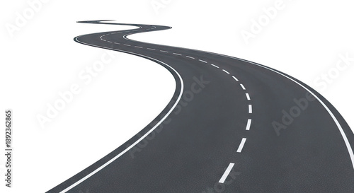 Curving Asphalt Road with White Lines