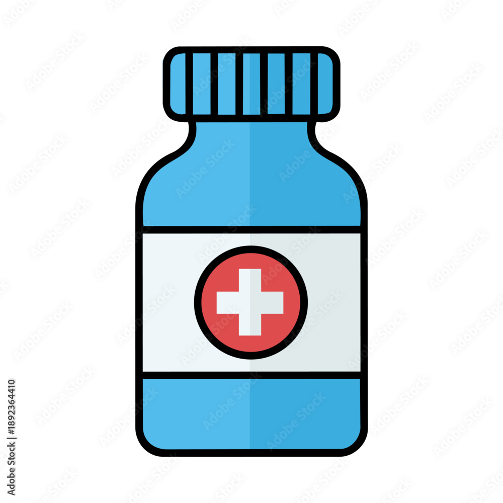 Fototapeta premium Medicine Bottle with Medical Cross Label