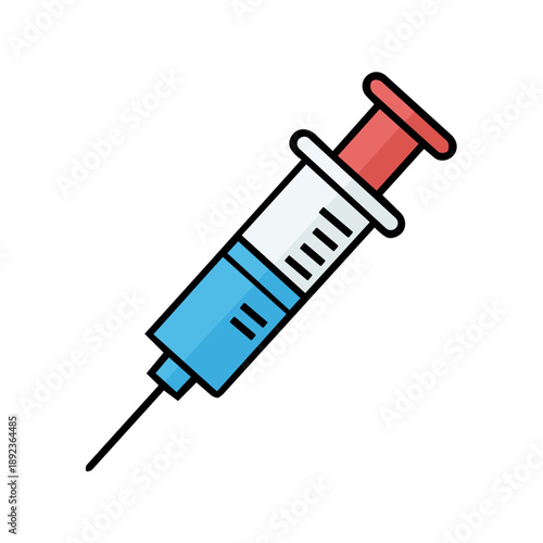 Stylized Syringe with Liquid and Plunger