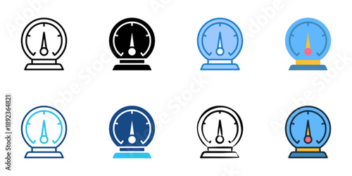 Barometer icons set multiple style collection. Editable stroke 
