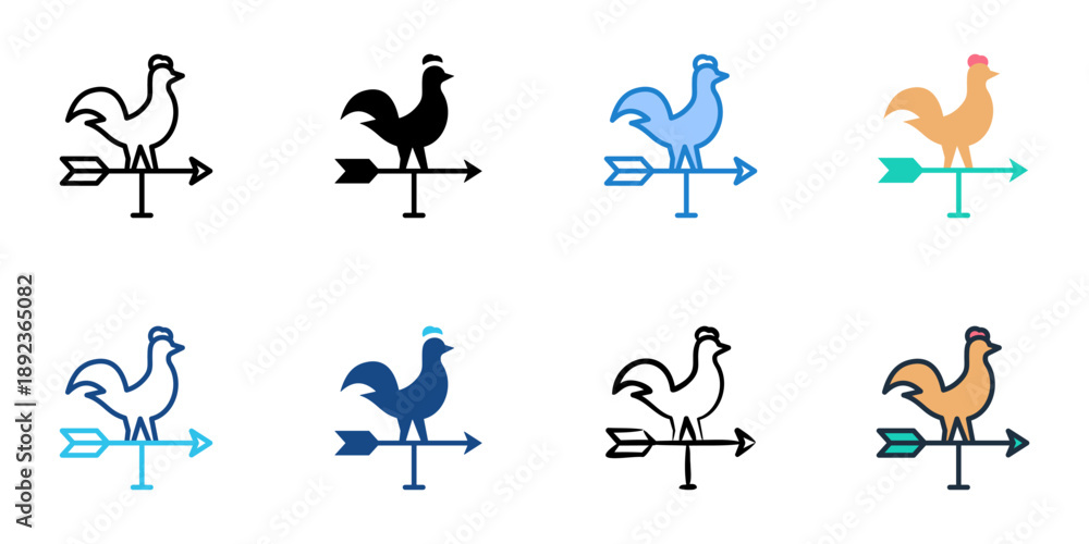 Fototapeta premium Weather vane icons set multiple style collection. Editable stroke