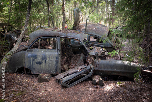 Automotive Graveyard Kyrkö Mosse in Sweden