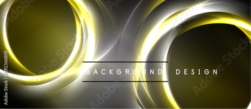 Abstract golden lines overlap gray surfaces. Dark background creates dramatic visual effect. Modern design element for projects.