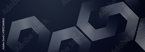 Dark background with glowing white hexagon geometric lines pattern. Modern futuristic technology concept for banner, advertising and website. Vector VOL. 4