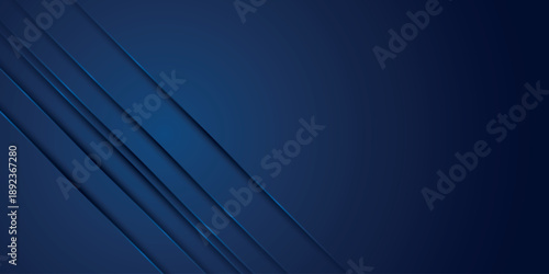 Dark blue abstract background with modern and futuristic blue glowing lines decoration. Shadow stroke design and empty space for text. Vector illustration.