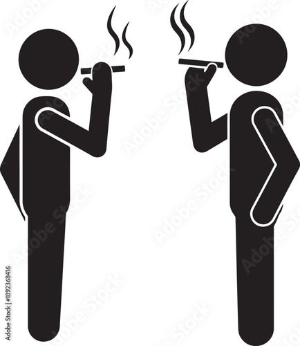 Man silhouette smoking a cigarette or similar item