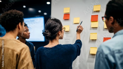 Wallpaper Mural Creative business team collaborating with sticky notes during brainstorming session sharing ideas strategy and teamwork in dynamic modern office workspace Torontodigital.ca