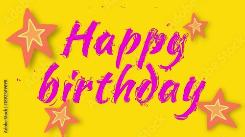 Happy Birthday with decorative letters and flowers