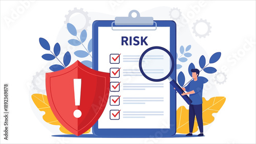 isk Management Concept Vector – Risk Control with Shield Symbol.eps