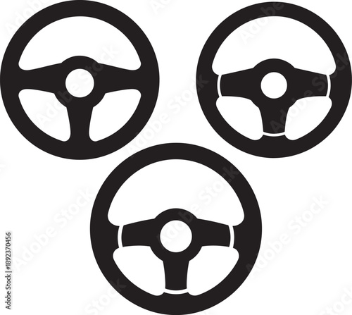 Steering wheel control driving car silhouette auto