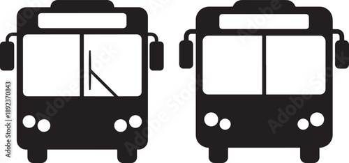 Bus silhouette black icons on white background