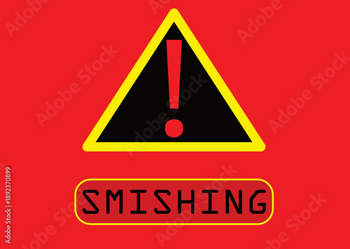 Smishing alert illustrative poster, red background	